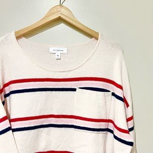 POPSUGAR | pink white striped pullover sweater | size XL